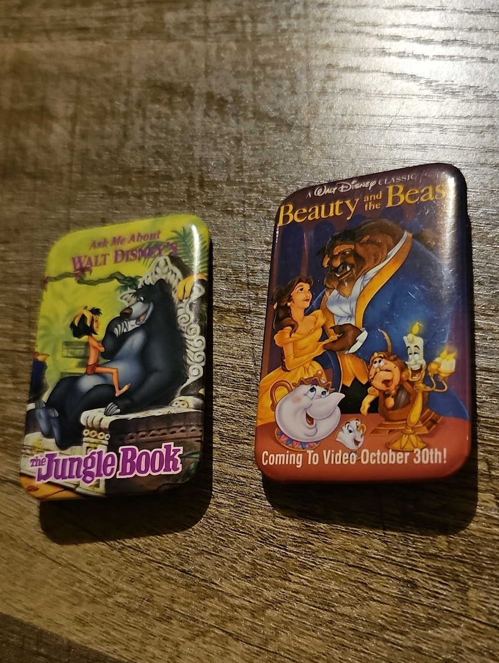 VTG Disney VHS Promo Pinback Buttons